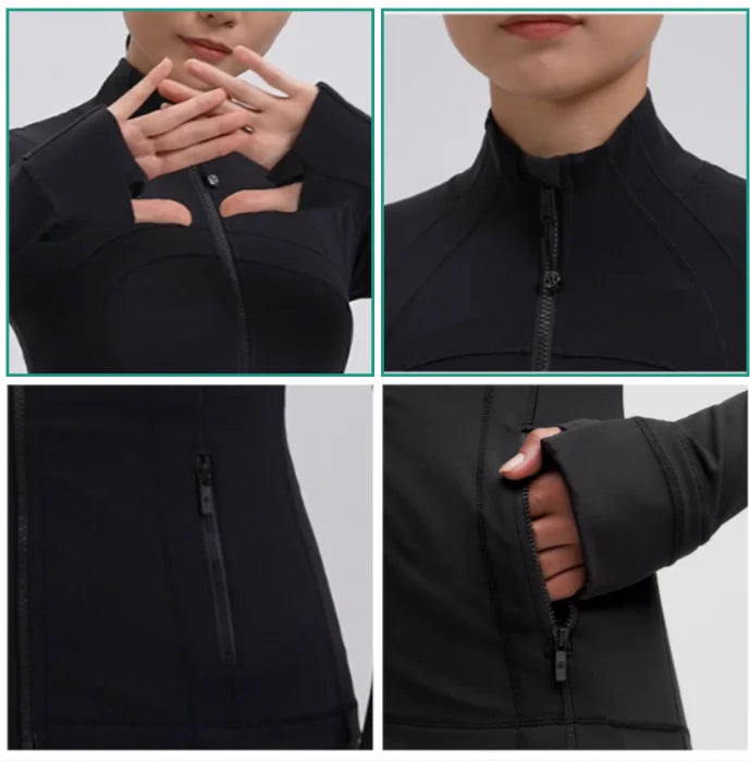 Gym Tops for Women Sports Jacket Autumn Zipper Sports Casual Jacket Women's Yoga Long Sleeve Slim  Running Fitness Jacket
