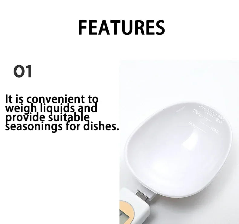 Electronic Kitchen Scale Digital Measuring Food Flour Digital Spoon Scale Mini Kitchen Tool for Milk Coffee Scale Portable