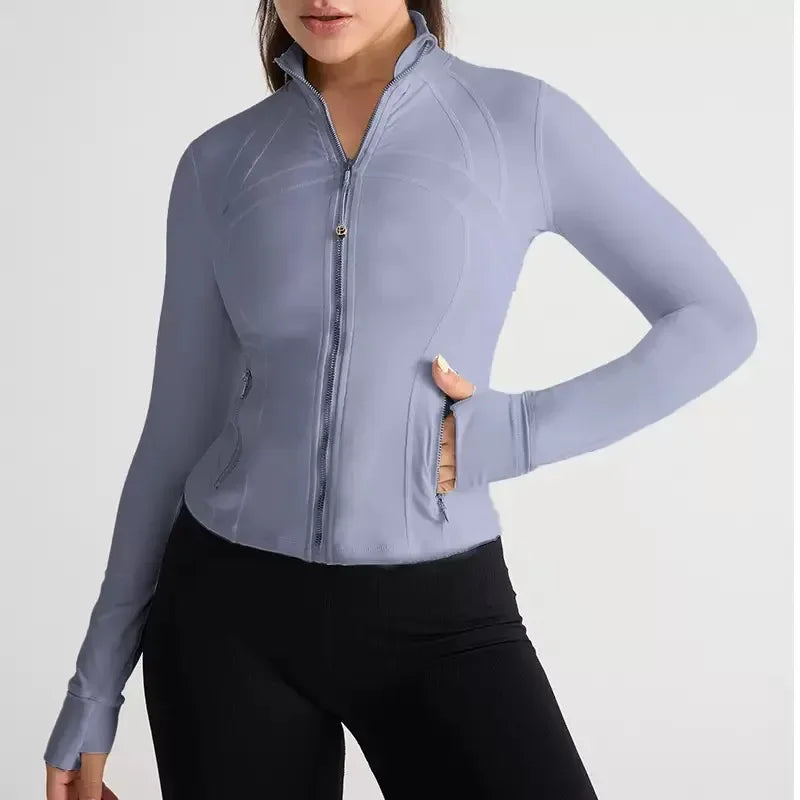 Gym Tops for Women Sports Jacket Autumn Zipper Sports Casual Jacket Women's Yoga Long Sleeve Slim  Running Fitness Jacket