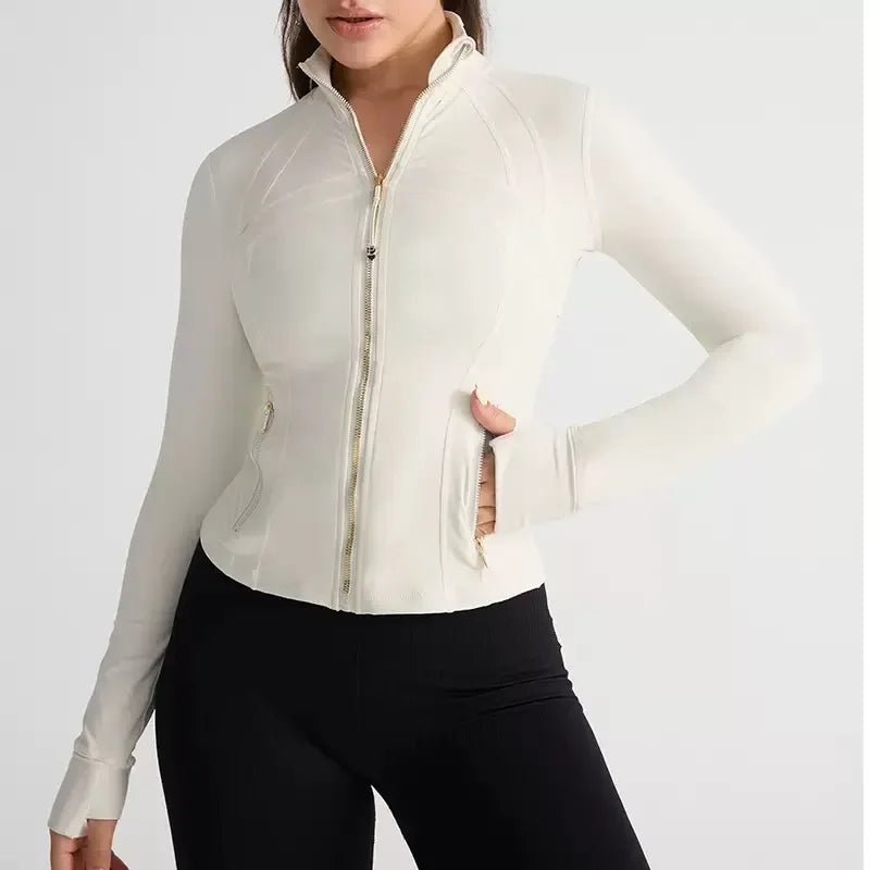 Gym Tops for Women Sports Jacket Autumn Zipper Sports Casual Jacket Women's Yoga Long Sleeve Slim  Running Fitness Jacket