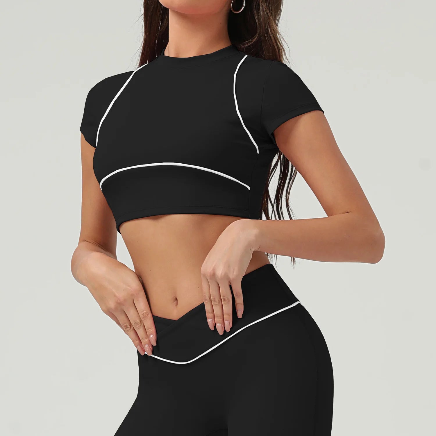 Yoga Top Sport T Shirts Women Fitness Clothes Workout Short-sleeved Crop Top Gym Running Active Wear Push Up Sport Top