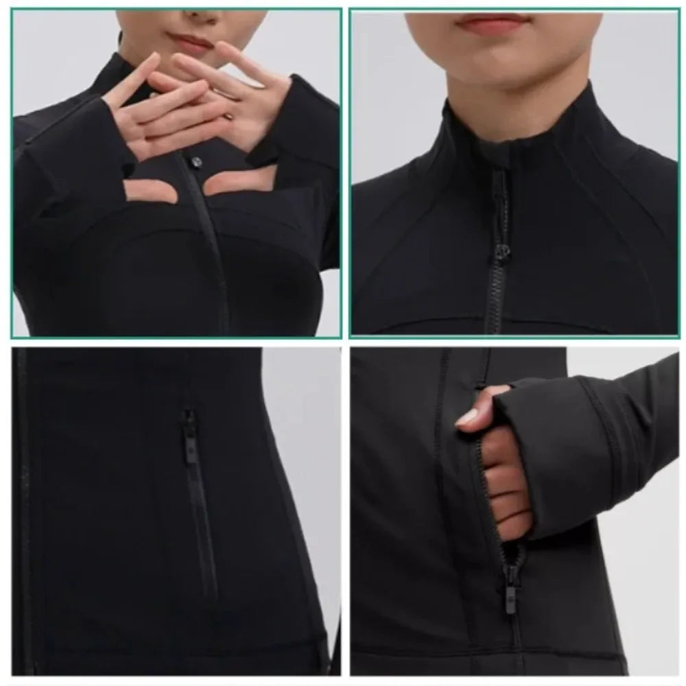 Gym Tops for Women Sports Jacket Autumn Zipper Sports Casual Jacket Women's Yoga Long Sleeve Slim  Running Fitness Jacket