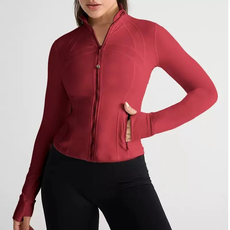 Gym Tops for Women Sports Jacket Autumn Zipper Sports Casual Jacket Women's Yoga Long Sleeve Slim  Running Fitness Jacket